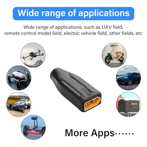 2 Pack XT60 naar DC5521 Adapter, XT60 Man naar DC 5.5mm X 2.1mm Vrouw, 12V DC, Zwart, Adapter 3