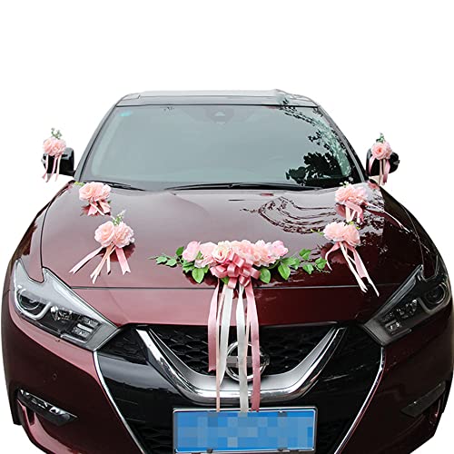 Auto decoratie, bruiloft, bruidspaar, rozen, bloemen, decoratie, auto, sieraden, bruidsauto, bloemenslinger, band, decoratie, bruiloft, auto decoratie, bruiloft decoratie, auto decoratie, roze 3