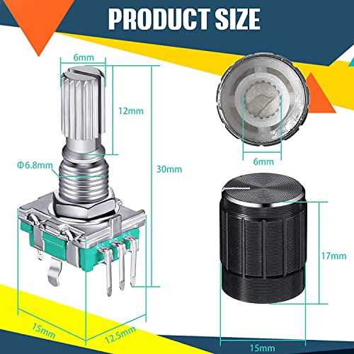 10 Set EC11 360 Degree Rotary Coder, 5 Pin EC11 Audio Digitale Potentiometer, Rotary Encoder Module met schakelaar en draaiknop voor auto-elektronica Multimedia Audio