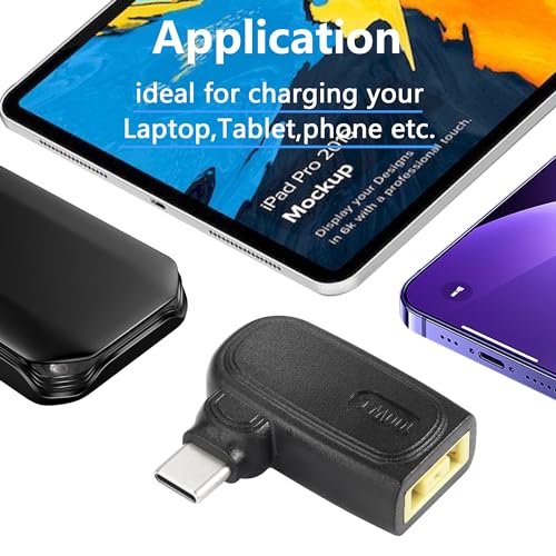 100W PD Slim Tip naar type C-vierkant Vrouwelijke laadadapter voor USB C Male Connector, geïntegreerd met automatische PD ID inductiechip, voor laptops
