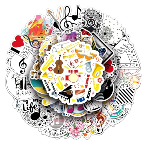 Muziek Muziek Sticker Set Stickers Kinderen Tiener 50 stuks Waterdicht Vinyl Decals Laptop Skateboard Kofferhelm Autofiets mobiele telefoon Motorrijwiel Scrapbook Geschenken dagboek muggen