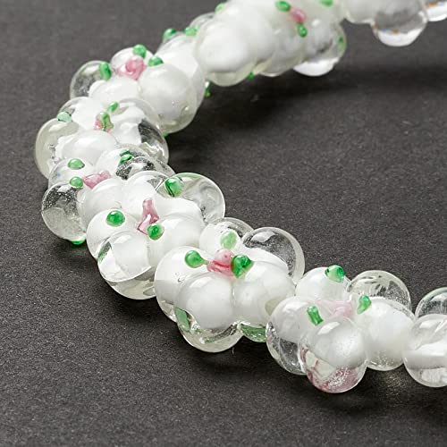 28Stuks Witte Bloem Lampwerk Kralen 5-Petal Kleine Bloemen Lampwerk Glazen Kralen voor DIY armband ketting Charms Spacer kralen handgemaakt Sieraden maken 4
