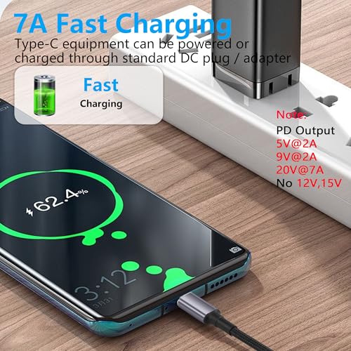 PD 140W DC7909 naar USB C Kabel DC 7.9mm x 0,9mm Vrouw (7,9 x 5,5mm) Invoer naar type C Man Power Kabel met PD Automatic Identification Chip, voor telefoons, tabletten, laptops 5