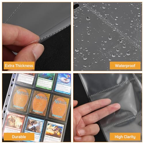 1080 Compartiments, Kaartenhoes, Verzamelbare Map, Folie, 11 Gaten, 60 Vellen/120 Pagina's, Plastic Trading Card Album, Transparante Covers, Speelkaarten Album verzamelen, Kaart Beschermhoes voor 5