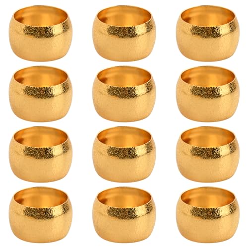 12 st. Napkin ringen zilver goud 4cm Rondmetaal Tafel Napkin Ringen Napkin Ringen met Gesp, Elegante Napkin Ringen voor Doekjes, Decoratie voor Party, Verjaardag, Bruiloft (Goud)