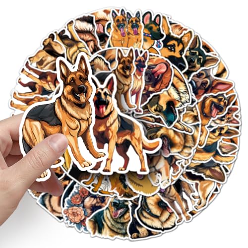 Duitse herder hond Sticker Set Stickers Kinderen tieners 50 stuks dieren waterdicht Vinyl Stickers Laptop Skateboard Koffer Helm Auto Fiets mobiele telefoon Motorrijwiel Bike Scrapbook Cadeau 3
