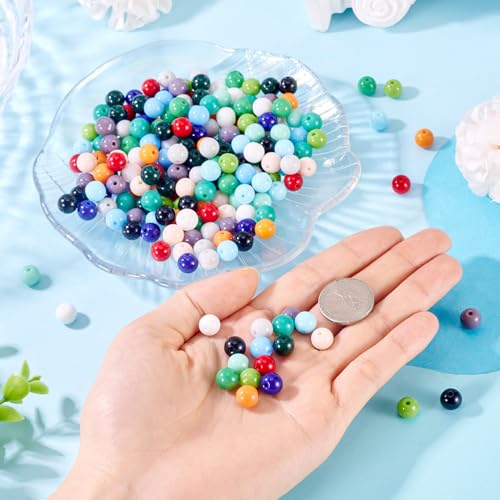 375Stuks 8 MM Ronde Glazen Kralen 15 Kleuren Ondoorzichtelijke Effen Kleur Glas Spacer Kralen Chunky Bead Ambachten Diy Armband Ketting Oorbel Sieraden Maken 5