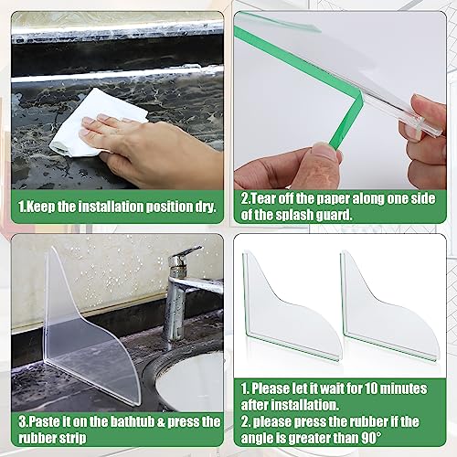 2st Douche Splash Guard, Zelfklevende Badkuip Hoek Splash Guard Helder Douche Water Guard voorkomen waterspatten 5