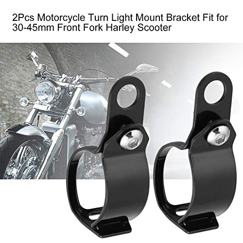 Motorfiets Turn Signal Bracket voor 30-45mm Voorvork Scooter, 1 Paar Motorfiets Aangepaste draaisignaalaankoppelhaak (zwart) 3
