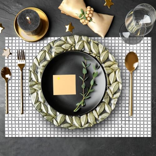Silver Place Mats Glitter Sparkling 4 stuks Glitter Placemats Non-Slip Wear-Resistant Vinyl Placemats voor Keuken, Eettafel, Hotel, 30 x 45 cm 3