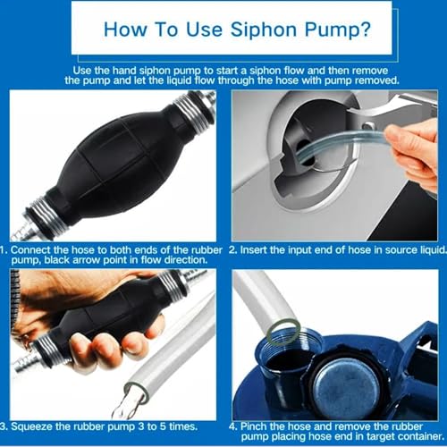 Reminnbor brandstofslang met pompbal, 6 mm, handpomp, brandstofleiding, pomp, rubber, brandstofoverdracht, vacuümtankleiding, handpomppomp, toebehoren voor marineboot (6 mm)