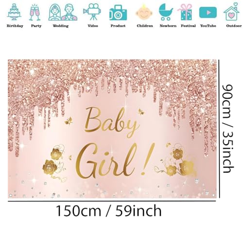 Baby Douche Achtergrond Roze Fotografie Achtergrond Bloem Meisje Partij Decoraties Banner Stoffen Tekenposter