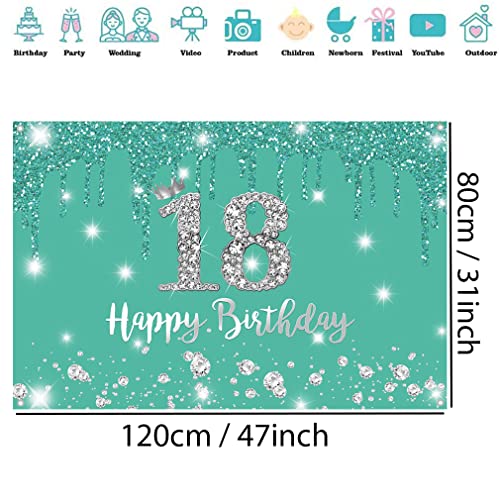18e verjaardag meisje decoratie, 18e verjaardag Banner, 18e verjaardag stof teken poster 18e verjaardag achtergrond Banner verjaardag partij decoratie Cake Cake Banner Accessoires, Turquoise