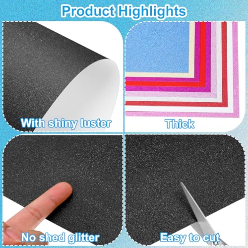 10 Vellen Zwarte Glitter Karton Papier, 8.5 x 11 Inch 250gsm Vierkante Premium Sparkling Paper Craft Karton Papier voor Scrapbook Kaarten maken DIY Kunst Projecten Bruiloft 3