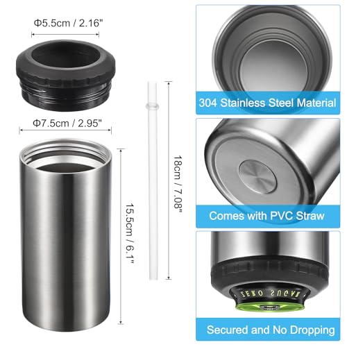 Slim Can Cooler, 16oz Skinny kan geïsoleerd bier sleeve Drinkhouder voor bier soda koffie gewone blikken en flessen, zilver