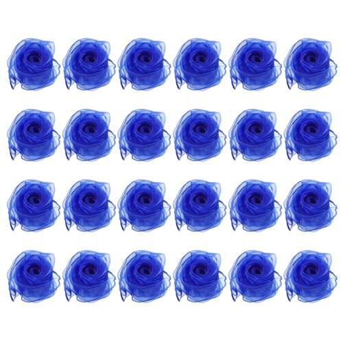 Danssjaals, 24 stuks vierkant jongleren sjaals 61 bij 61 cm voor het spelen van magische muziek activiteit jongleren jurk, blauw