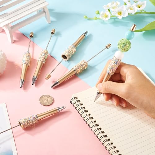 8 stuks sequin bal punt pen kralen pen gepersonaliseerd Pen Black Ink Plastic Pers Ballpoint Ballpoint Ballpoint Pen voor Studenten Kantoor Supplies, Licht 5