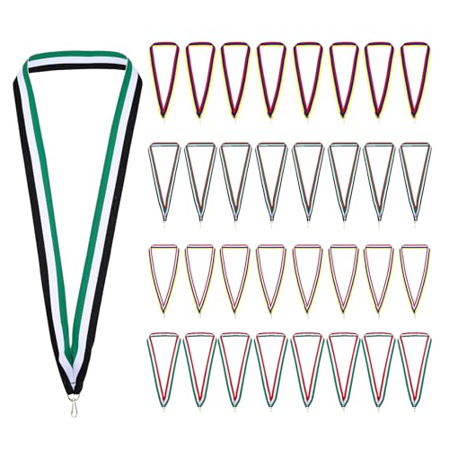 Award Neck Libbons met Click Clips, 100st Polyester Medal Lanyards Blanco Award Ribbon voor Competition Performance Party, 5 kleuren