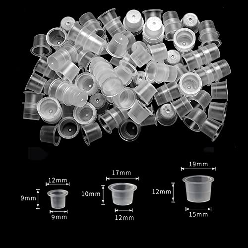 Verpakking van 300 Medium Tattoo Colour Caps Transparante Plastic Tattoo Ink Pigment Cups voor Naald Tip Grip Tattoo Accessoires Pack van 300