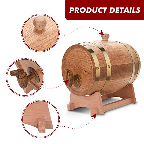 Wijn, Oak Barrel, 1.5/3/5/10L, Oak Barrel voor wijn, Whisky Tequila, Wine Dispenser, Houten Barrel, Leakproof (3L) 4