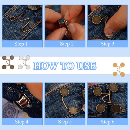 Verpakking van 10 broeksklemmen voor het aanscherpen van Taist strakkere knoppen, herbruikbare Denim Richter Clips zonder naaien, verstelbare Taist Belt Spanning Knoppen, Kleding Decoratie Accessoires 5