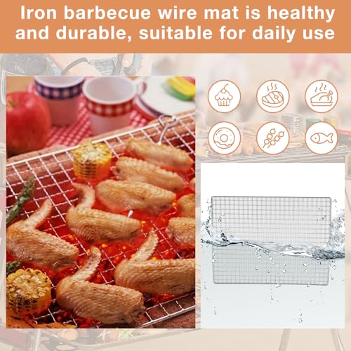 Stainless Steel Grill Grate, 35 x 26,7 cm, Non-Stick Coating, Grill Grate, Koeling Grate, Outdoor BBQ, Charcoal, Baknet voor gebraden, Vlees, Groenten, Garnalen, Vis 4