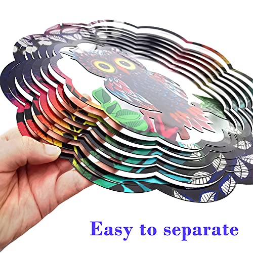 Wind Spinners voor Tuin Metalen Grote Hangen Outdoor Wind Chime met 2 stuks Wall Nails Roestvrij stalen Uil Wind Beeldhouwwerken (30 * 30cm) 5