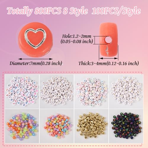 800 st Acryl kralen platte ronde Reading patronen Star & Flower & Mon &Heart patroon diverse acryl kralen Bulk Willekeurig aantal voor doe-het-zelf sieraden maken 4