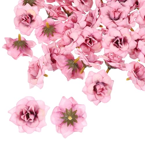1.77 Inch kunstmatige rozen hoofd, 100 stuks nep bloemen bruiloft Faux Flower Wall DIY ambachten bruids douche boeket Startpagina Housewarming decoratie, licht bruin