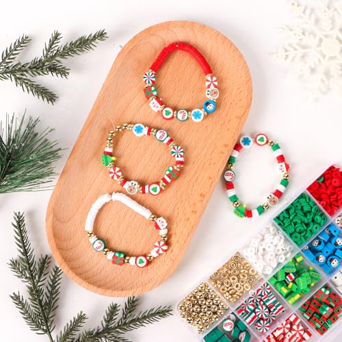 Set van 960 kerstkralen voor kinderarmbanden, strikkralen van polymeerklei voor het maken van sieraden, oorlogen, kerstcadeaus, knutselen, knutselen 3
