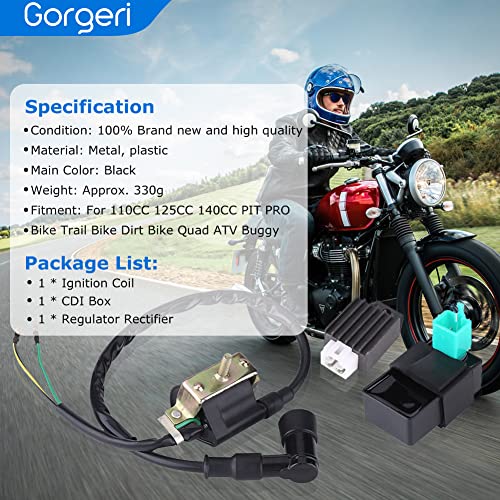 Motorfiets ontsteking spoel met CDI Box & regulator Schuiftrechter motor ontsteking spoel 110CC op 125cc 140° PIT PRO fiets Dirt Bike Quad ATV, onderdelen kinderen quad cdi doos