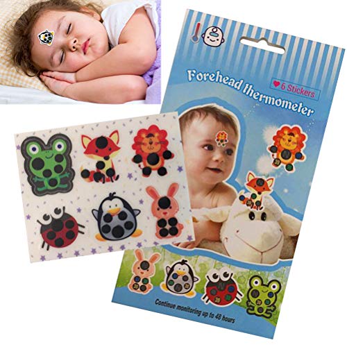 6 st voorhoofd strip, baby hoofd thermometer, cartoon voorhoofd thermometer sticker, baby koorts lichaam temperatuur test sticker thermometers