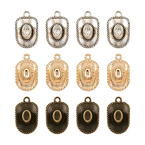 60 Stuks Legering Hoed Bedels Tibetaanse Style Legering Cowboy Hoed Hangers Handgemaakte Decoratieve Bedels voor Ketting oorbellen sieraden ambachten maken, Metaal