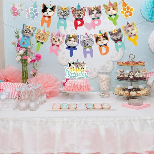 CENPNK 11st Cake Decoraties Kattenkop Kaarten Partij Bunting Banners Herbruikbare Huisdier Katten Thema Verjaardag Party Decoratie Supplies 5