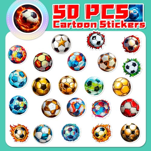 Kinder Gemengde Voetbal Sticker Set, 50 stuks, Voetbal, Waterdichte Vinyl Stickers, Laptop, Skateboard, Koffer, Helm, Auto, Fiets, Mobiele telefoon, Motorfiets, Fiets, Scrapbook, Cadeau 3