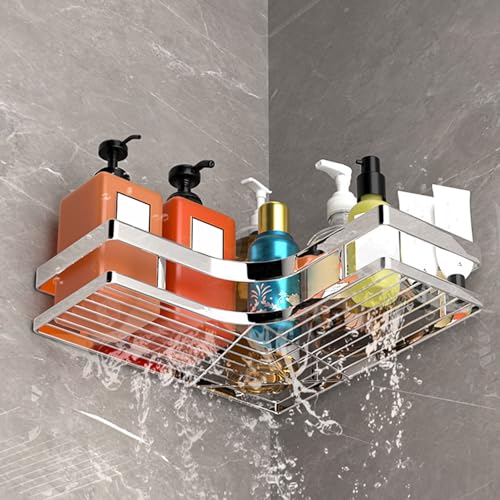 Roestvrij stalen doucherek, zonder boren, voor badkamer organisatie 5