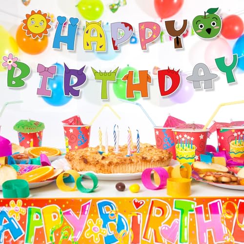 Kleurrijke verjaardag Banner, cartoon Gelukkige verjaardag feest decoraties backdrop voor jongens en meisjes partij decoratie baby douche levert fotografie achtergrond 3