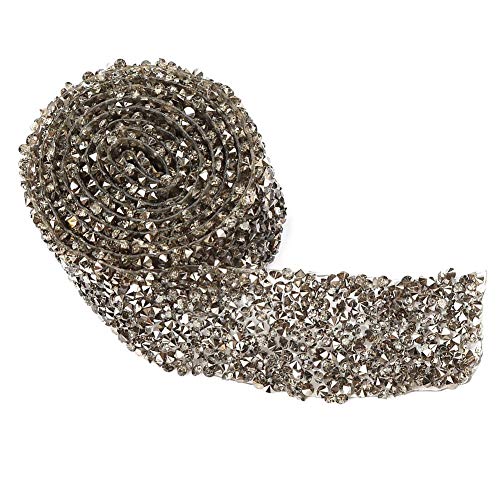 1 Yard 30mm Rhinestone Ribbon Wrap Diamant Mesh Wrap Roll Sparkle Crystal Decoraties voor bruiloft verjaardag Gift Wrap(Grey) 3