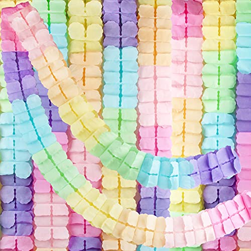 6 Stuks Pastel Vier Klaver Macaron Papier Bloemen Weefsel Garland Herbruikbare Party Streamers Hangen Ornament voor Verjaardag Bruiloft Baby Douche Home Verpleegkundig Decor