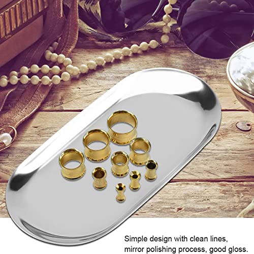 Metalen Opbergbak, 1st Candy Tray Roestvrij staal, Oval voor Snack / Fruit Candy/Candy/Key/Cosmetics/Jewelry (Large) Silver