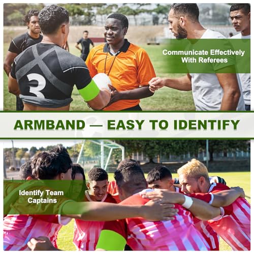 Voetbal Captain Armband, 18Stuks Captain Armbanden voor Voetbal Elastische Captain Arm Band Sport Captain Armbanden voor de jeugd Volwassen Voetbal Team Training Fluorescent Green 4