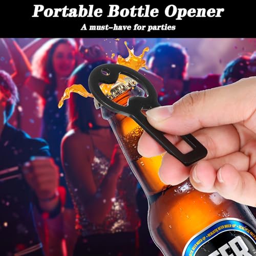 Flesopener, 4 stuks metalen platte bieropener met draagband, flesopener clips met hangkoord draagbare flessendop Opener voor Home Bars Restaurants Bier Soft Drink 4
