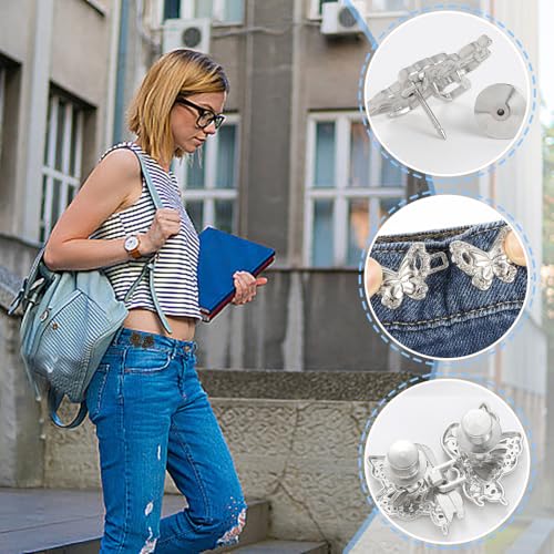 6Pcs Tailleaansteker Broeken Afneembare broek Klemmen Kleefband Bling Kleefband Aanscherping Verstelbare Jeans Knop Pins voor Waist Voor Losse Jeans Pants 5