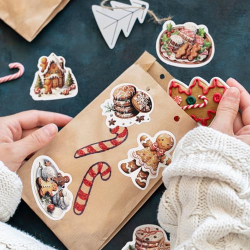 50st Gemberkoek Man Sticker Kerst snoepje peperkoek Zelfklevende Stickers voor scholen Knutselen Projecten Kinderfeest Favors DIY Crafts Decoraties 5