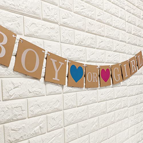 Geslacht onthullen banner, herbruikbare kraft papier jongen of meisje banner geslacht onthul baby douche banner geslacht onthullen decoraties voor partij benodigdheden zwangerschap aankondiging 5