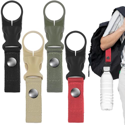 4 Pack Nylon Waterfleshouder Clip, Rugzakhouder Haak, Karabiner Strap Outdoor Water Bottle Buckles voor Camping Wandelen Reizen Vissen