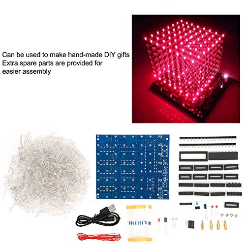 3D LED Light Squared Kit 8 X 8 X 8 Kubus Blauw Rood Handgemaakt Home Decoratie Professionele Accessoires (rood) 5