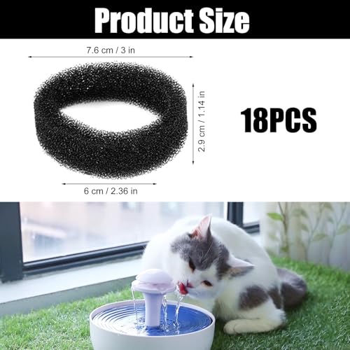16Pcs Foam Filter, Cat Fountain Filter, Ronde Huisdier Waterfontein Filte 2.5L, Pet Fountain Foam Pre-Foam Filter