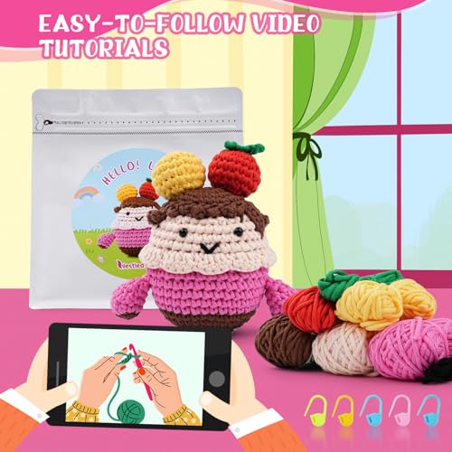 Lucy haak Kit voor beginners, Complete Amigurumi Starter set met stap-voor-stap Video Tutorials Gift 4