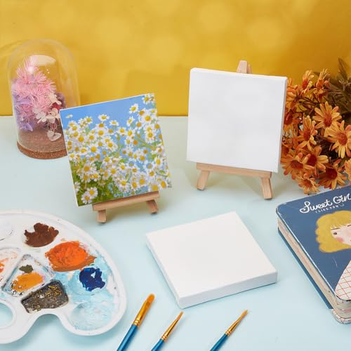 6 stuks 10x10cm Mini Canvas Panel Schilderen Ambacht Kleine houten Sketchpad Tekenbord voor het schilderen Craft Tekenen Decoratie Gift